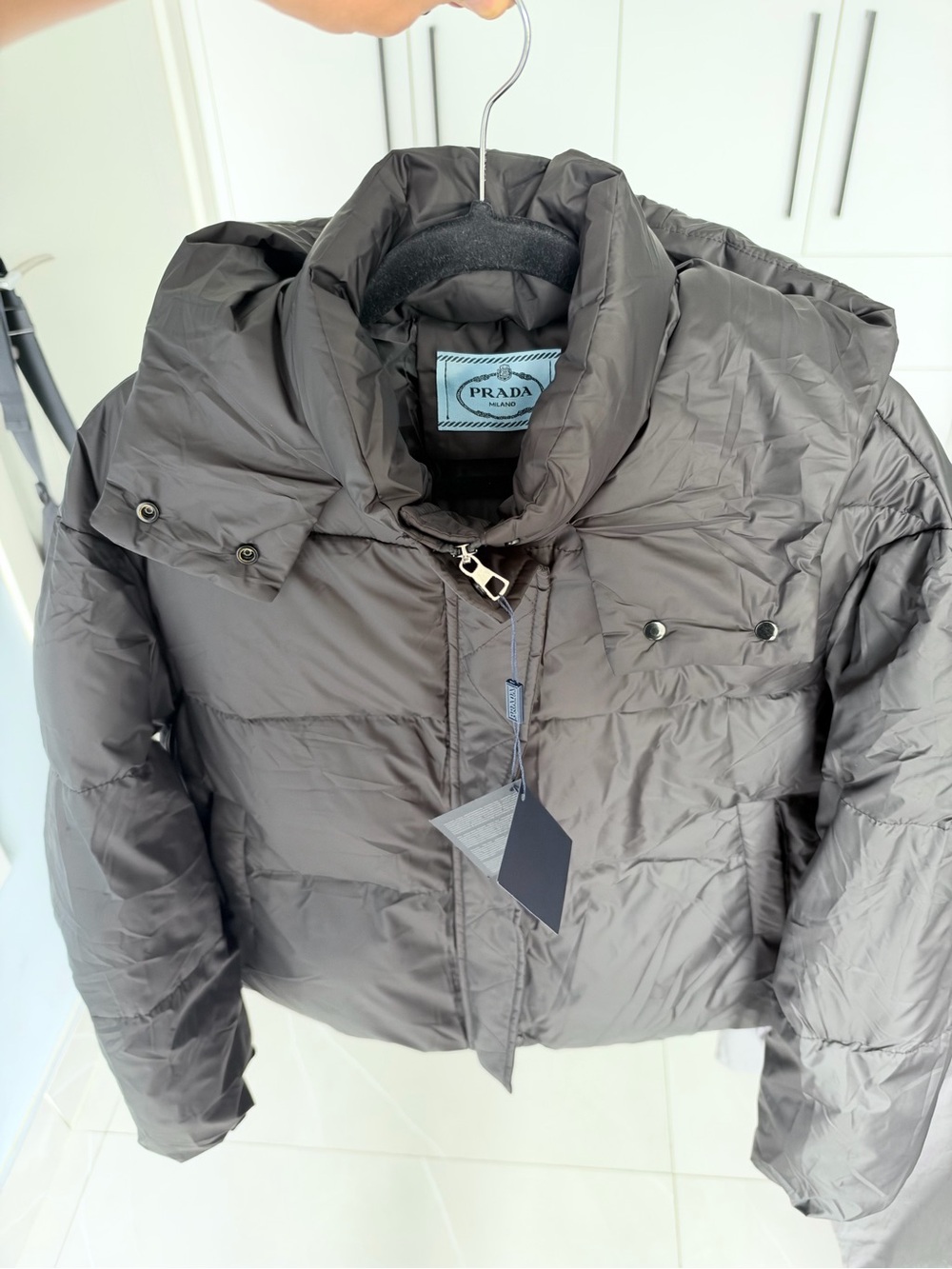 Prada black Hooded Quilted Puffer Jacket - Picture 6 of 12